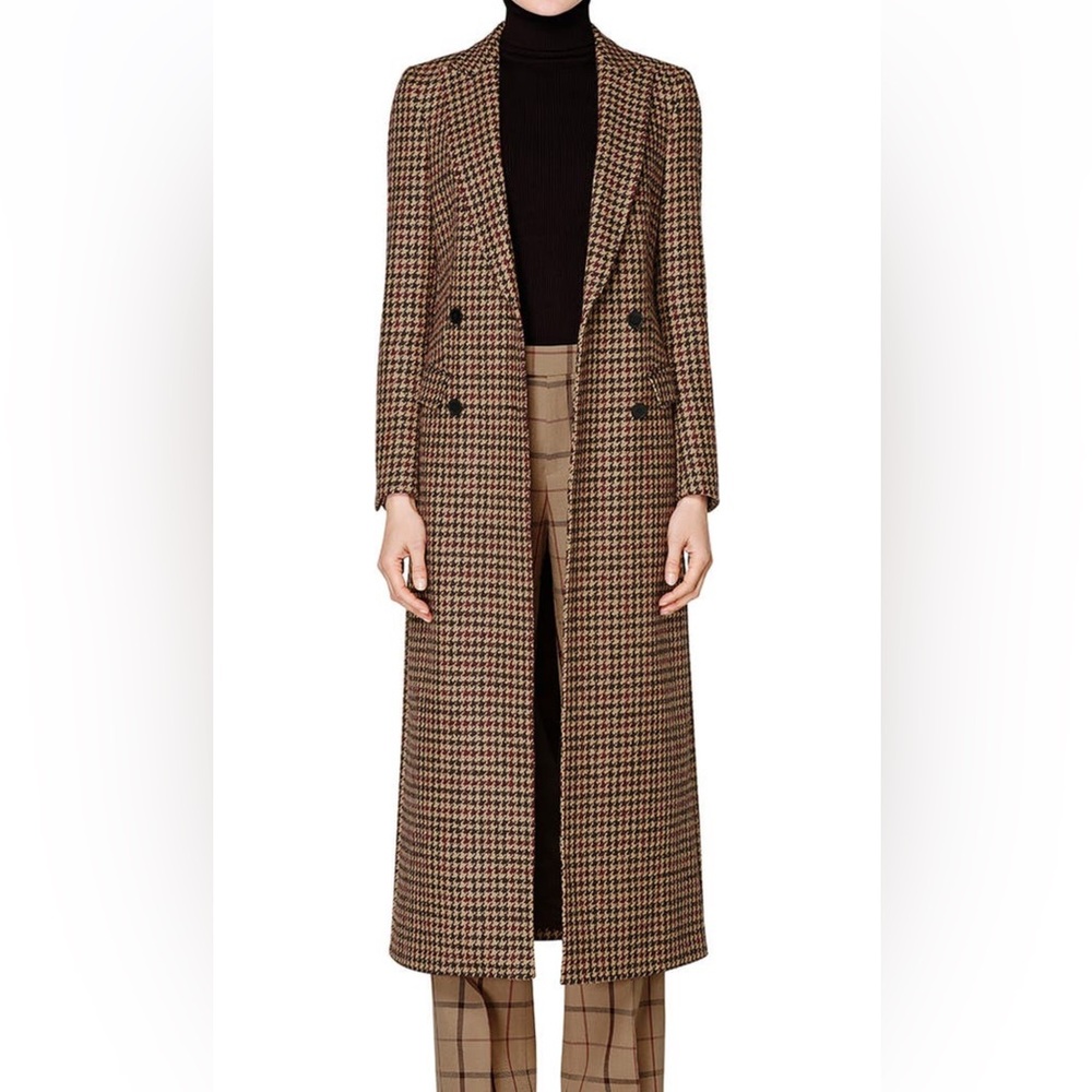 Suistudio size 0 brown houndstooth coat